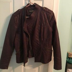 Guess Burgandy leather jacket